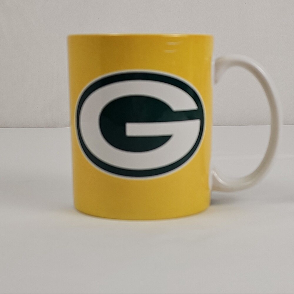 Green Bay Packers NFL Ceramic Coffee Mug Green Gold Stripe Logo Vintage 1990s